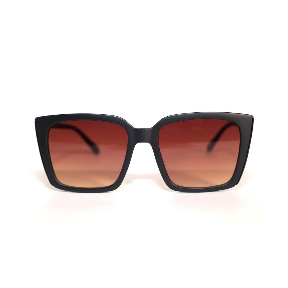 Quay Australia FRONT COVER Square Sunglasses - Matte Black / Brown Yellow - NWT